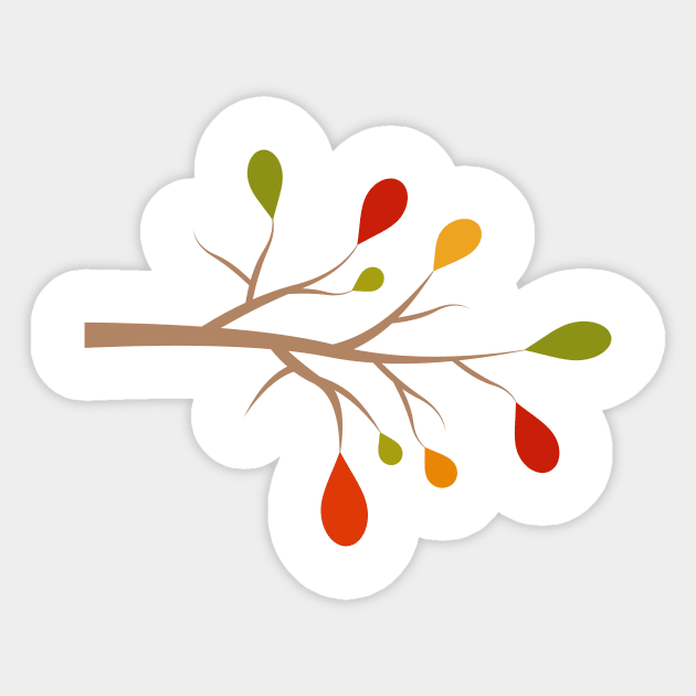 Autumn leaves on a branch Sticker by TheLouisa